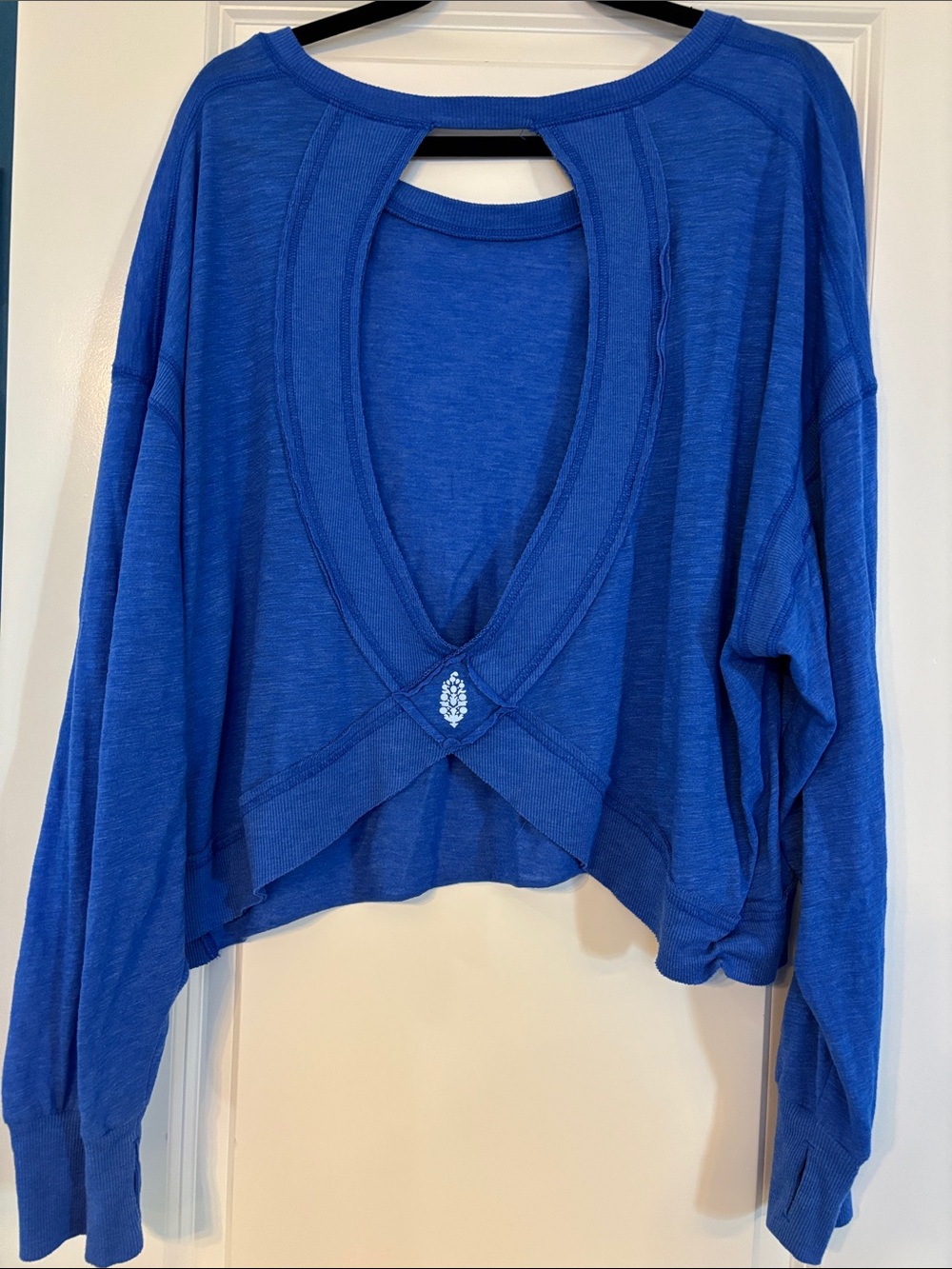 Free People Movement “My Time” Royal Blue Cropped Long-Sleeve Pullover